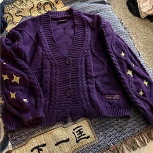 Taylor Swift Purple Cardigan with Star Accents
